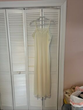 Lord & Taylor Butter Yellow Lace-Trim Slip